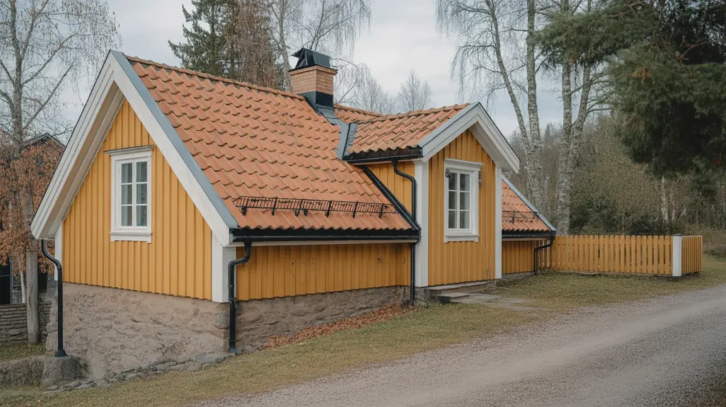 takoml ggning med nya lertegelpannor p villa i l ggesta mariefred